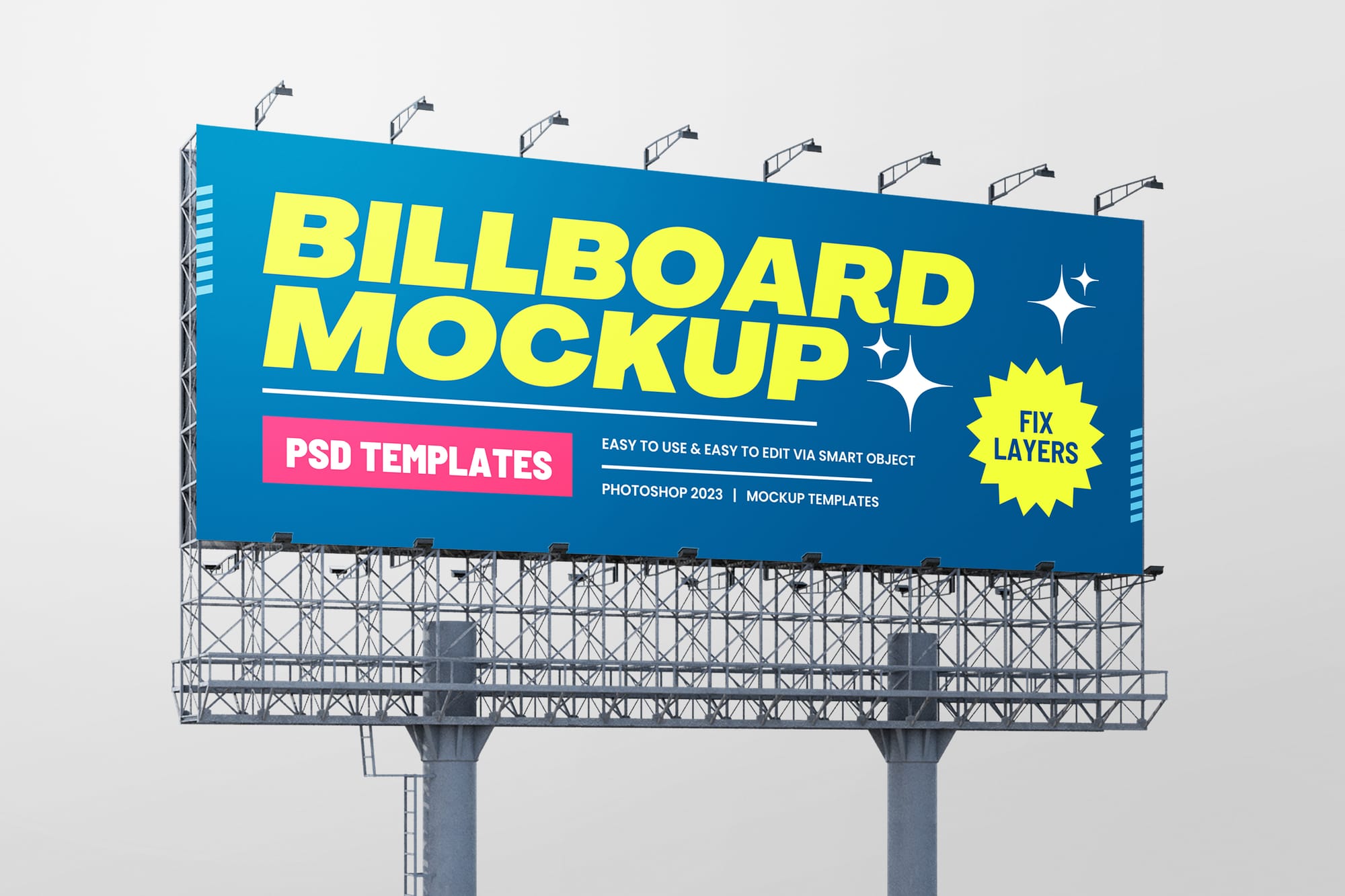 Right View of Advertising Billboard Mockup