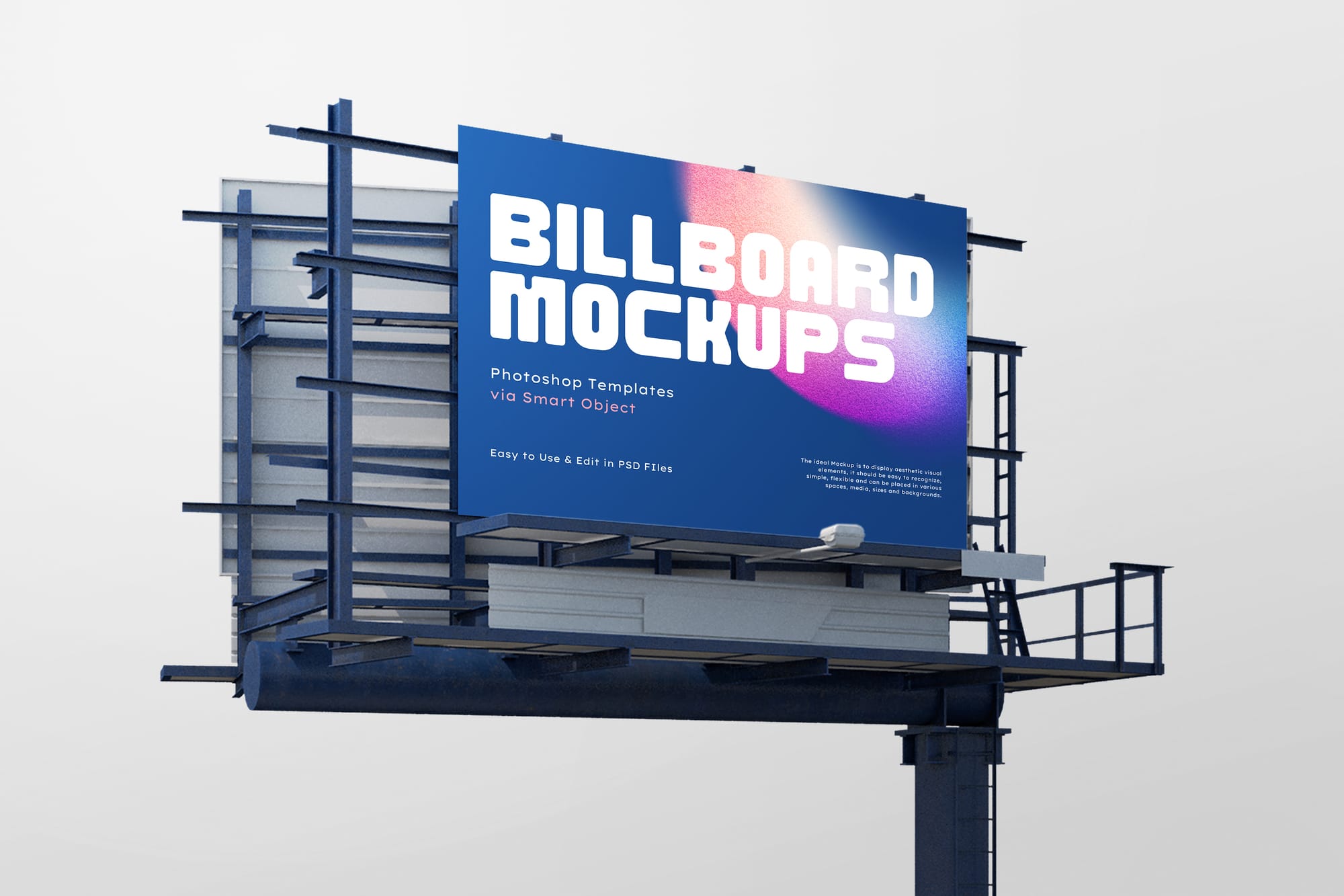 Photoshop Right View of Square Box Billboard Mockup