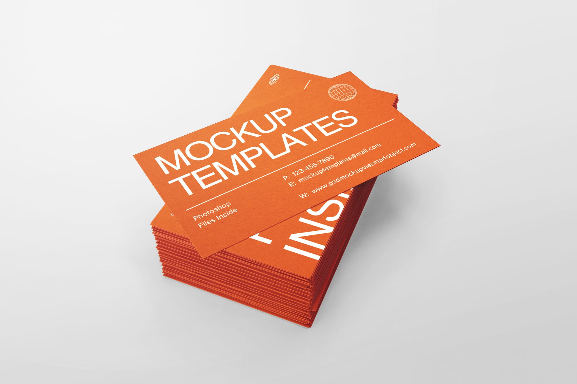 Right View of Stack of Business Cards Mockup