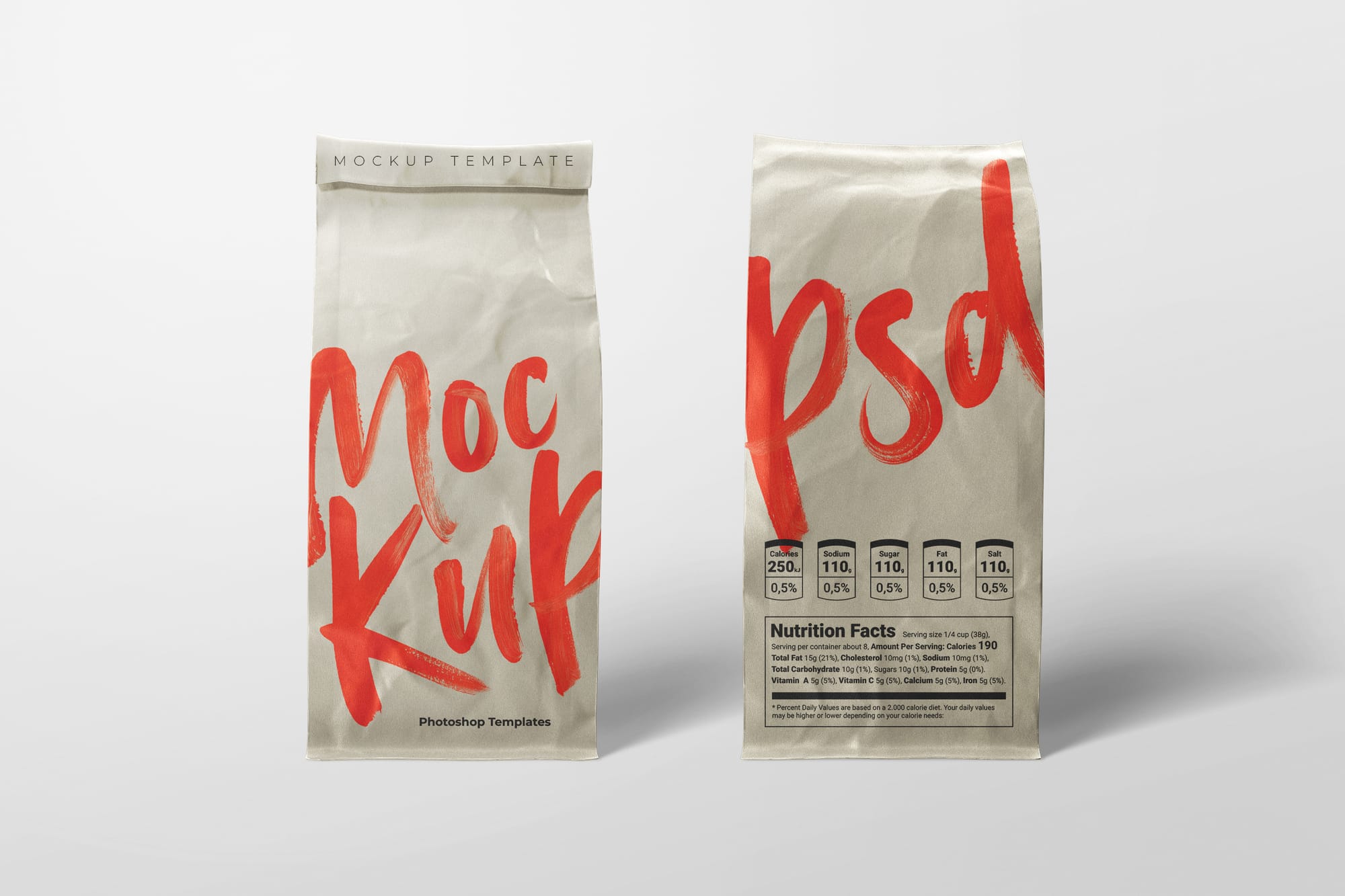 Standing Paper Food Bag Mockup