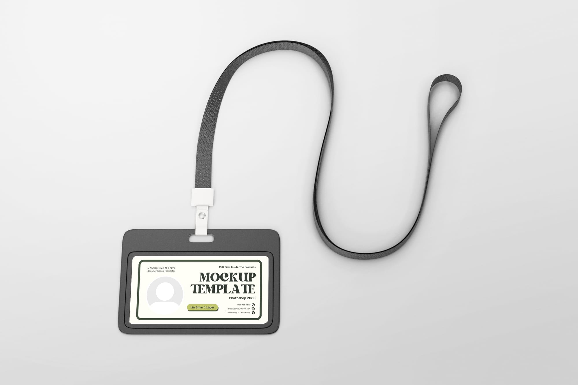 Top View of Lanyard ID Card Mockup