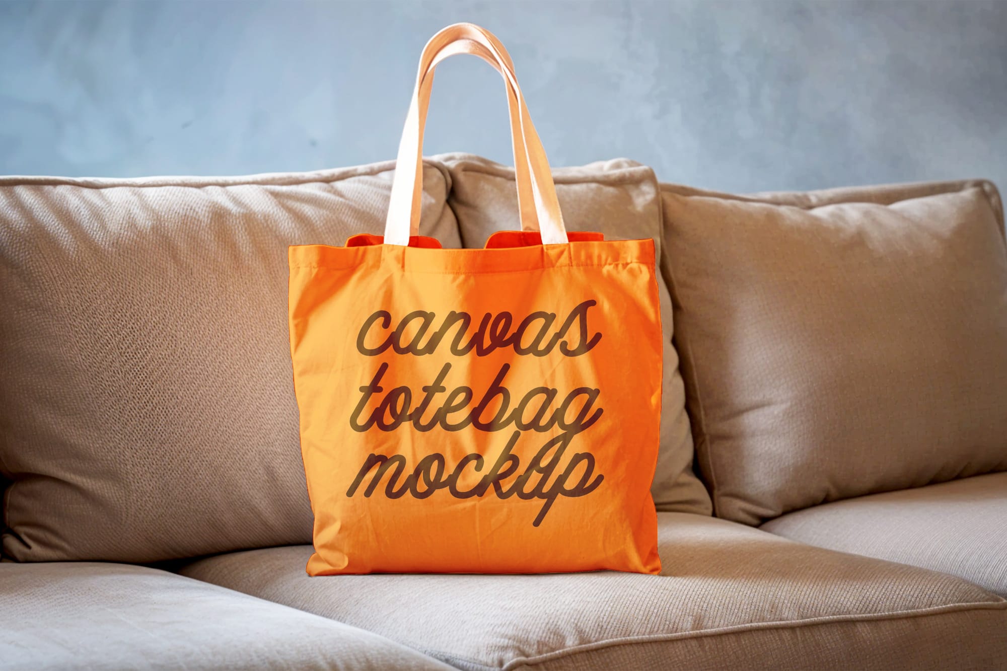 White Fabric Totebag Mockup On Sofa