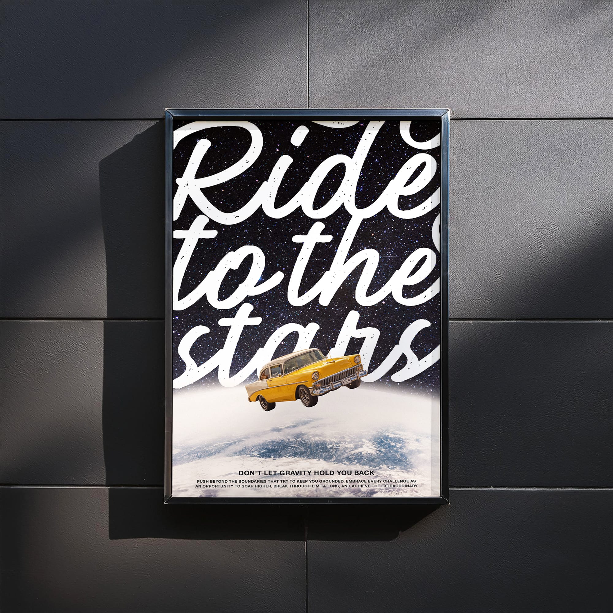 Black Steel Frame Poster Mockup