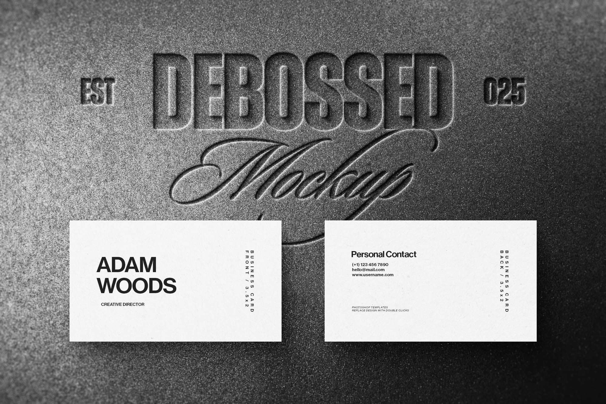 Deboss Logo & Business Card Mockup