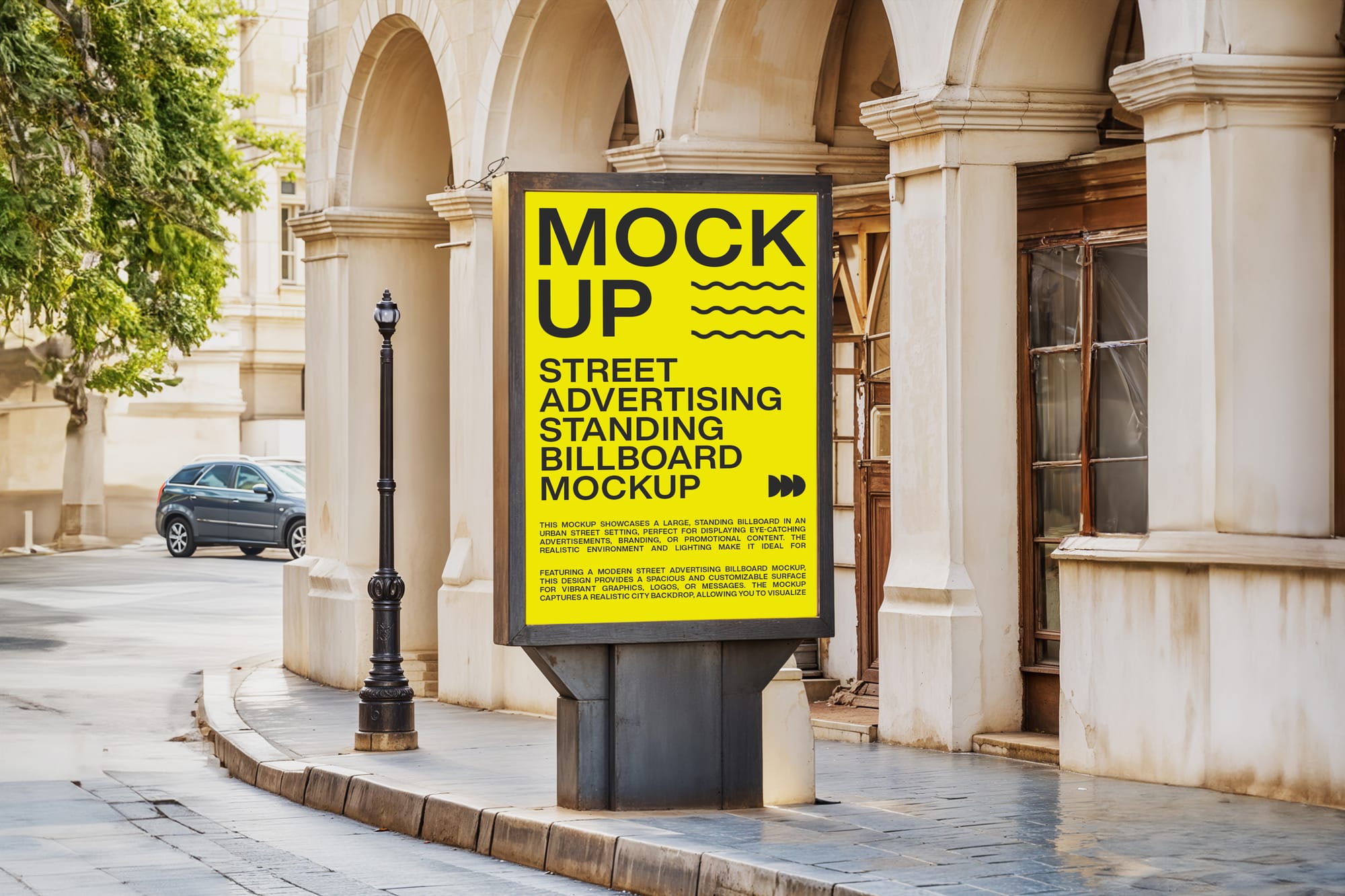 Street Advertising Standing Billboard Mockup