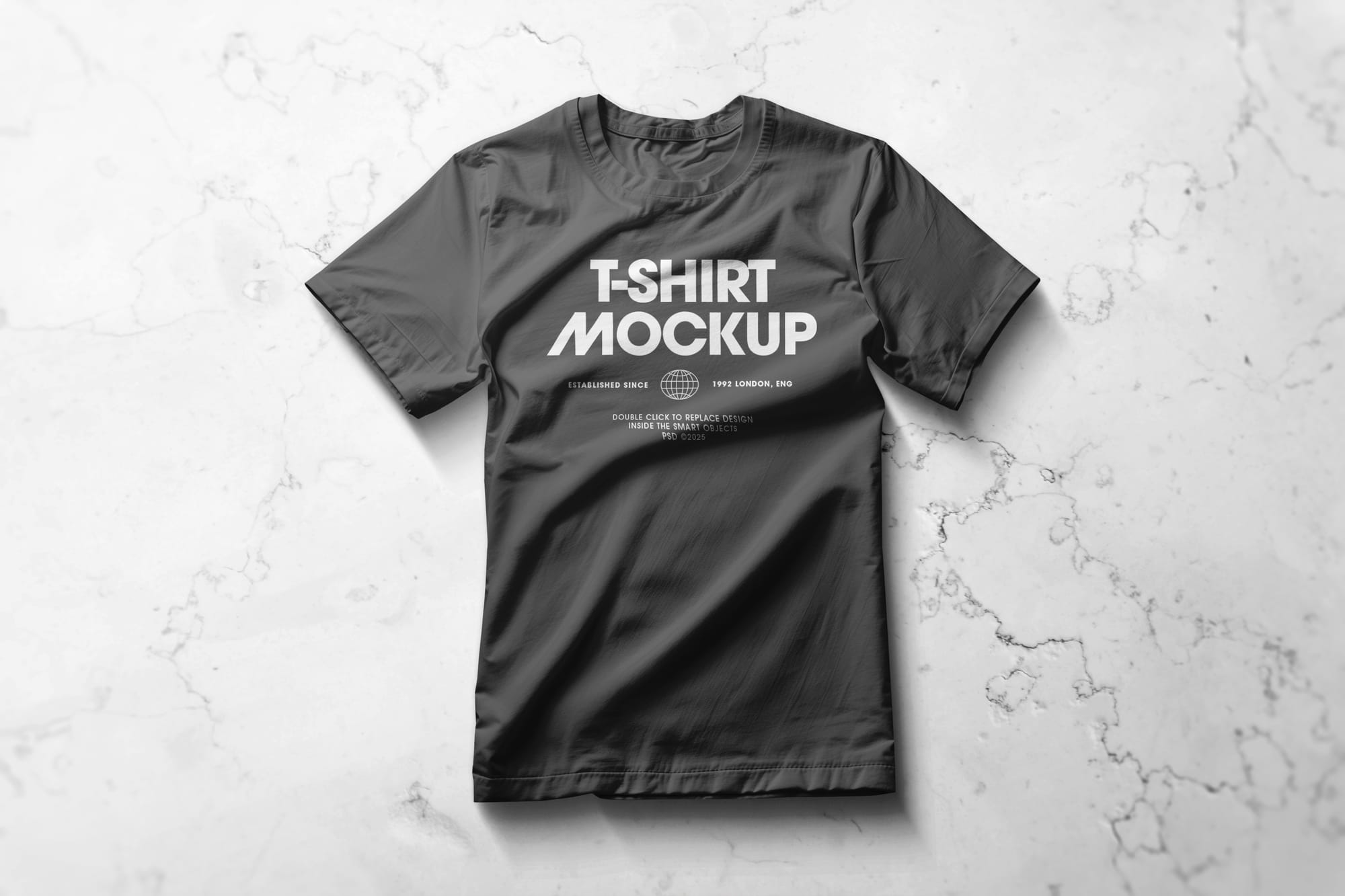 Photoshop T-Shirt Mockup on Marble