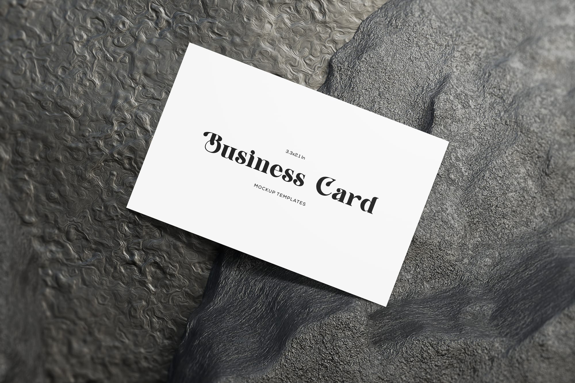 Top View Business Card Mockup on Stone Surface Background