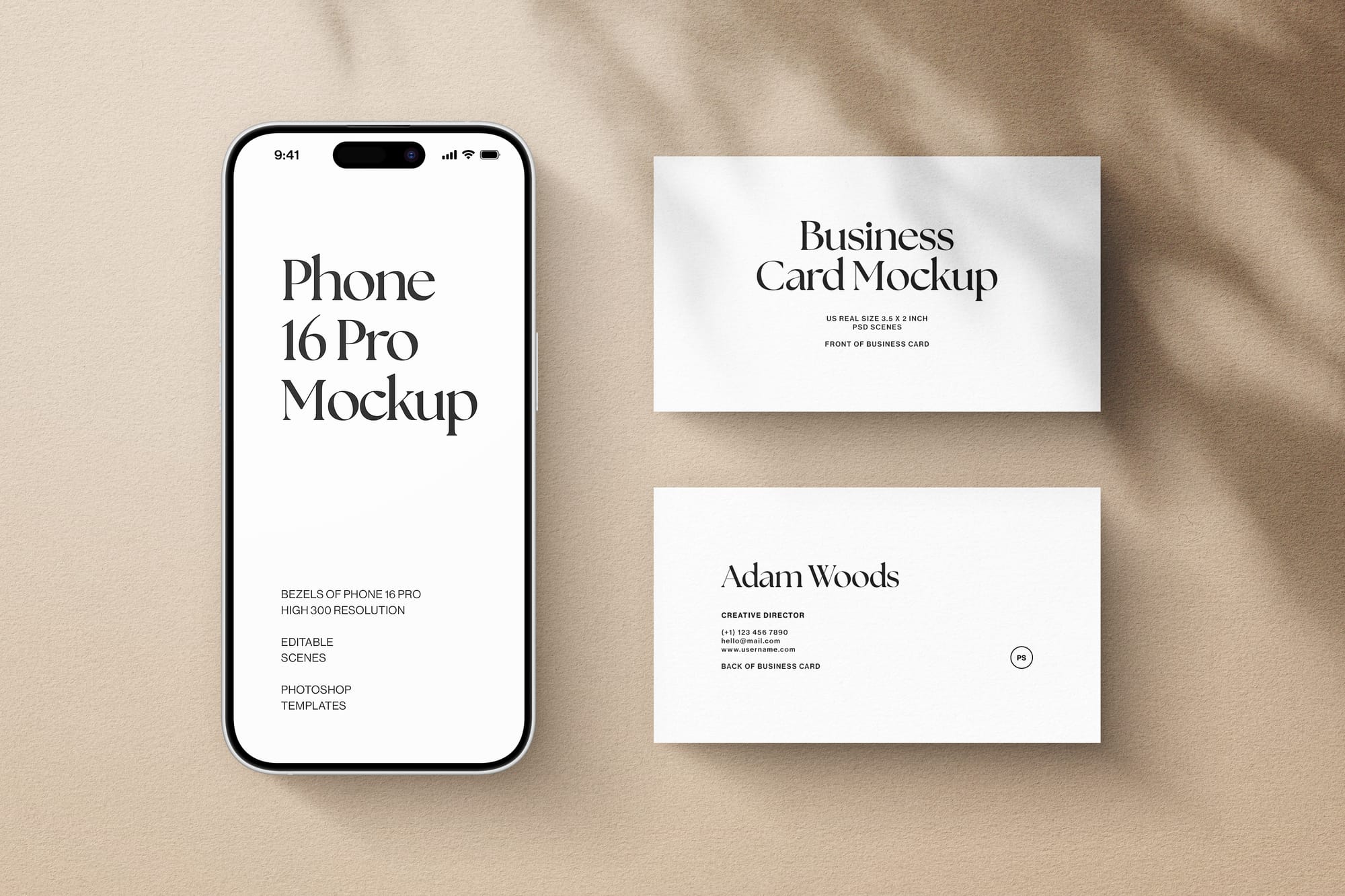 iPhone 16 Pro & Business Card Mockup