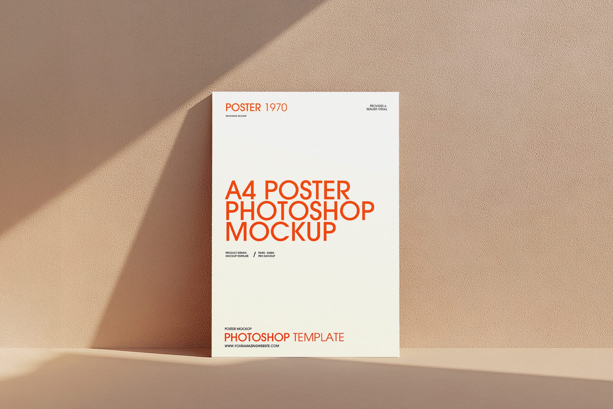 Poster Mockup With Beige Wall