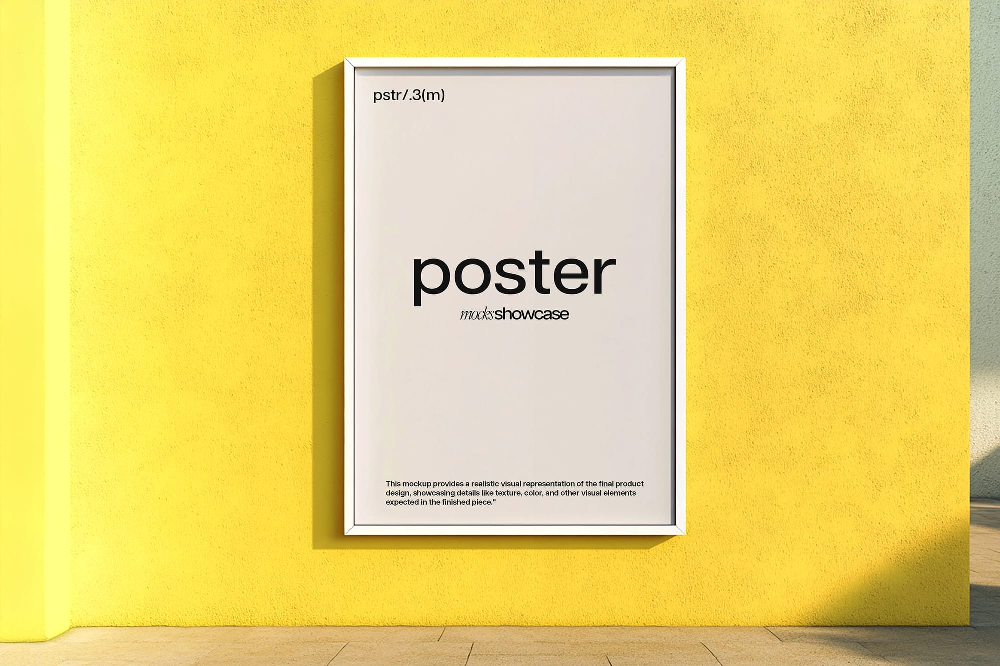 Poster Mockup With Yellow Wall Background