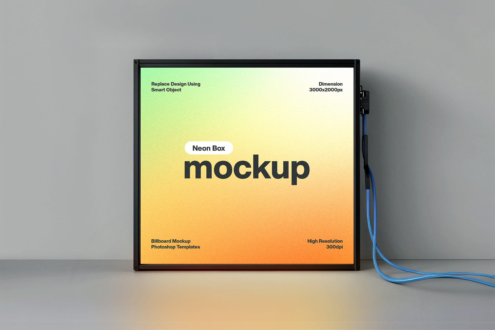 Neon Box Billboard  Mockup