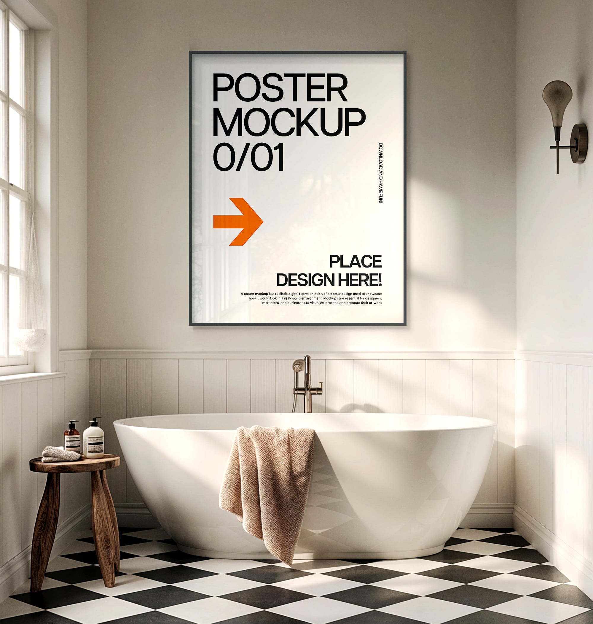 Poster Frame Mockup on Bathroom