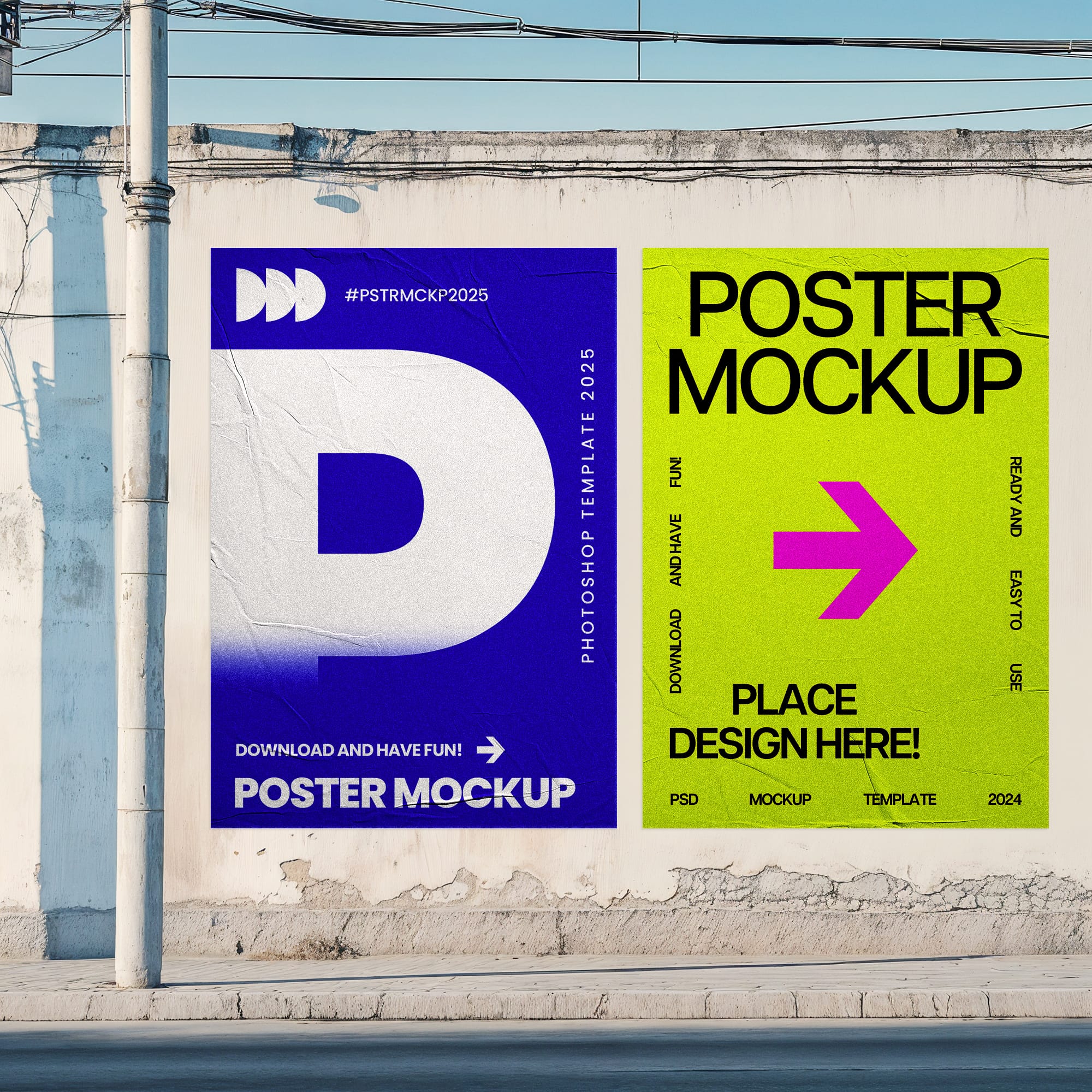 Two Poster Mockup on Wall