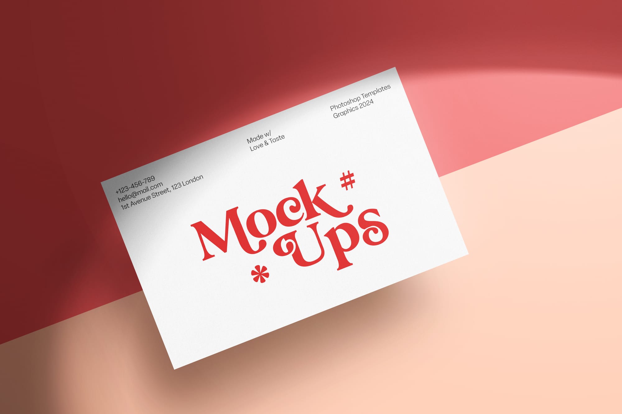 Realistic Red Business Card Mockup