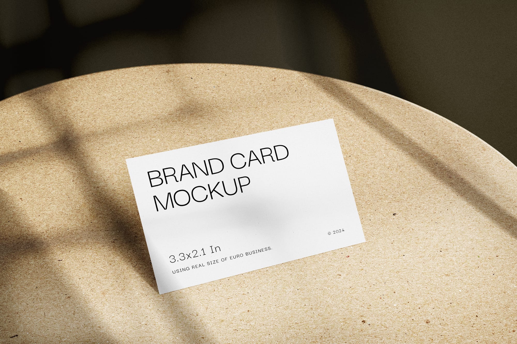 Branding Business Card Mockup on Craft Textured Table