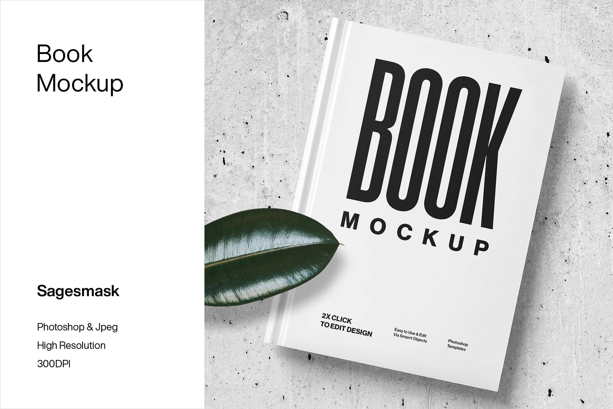 Book Mockup With Leaf