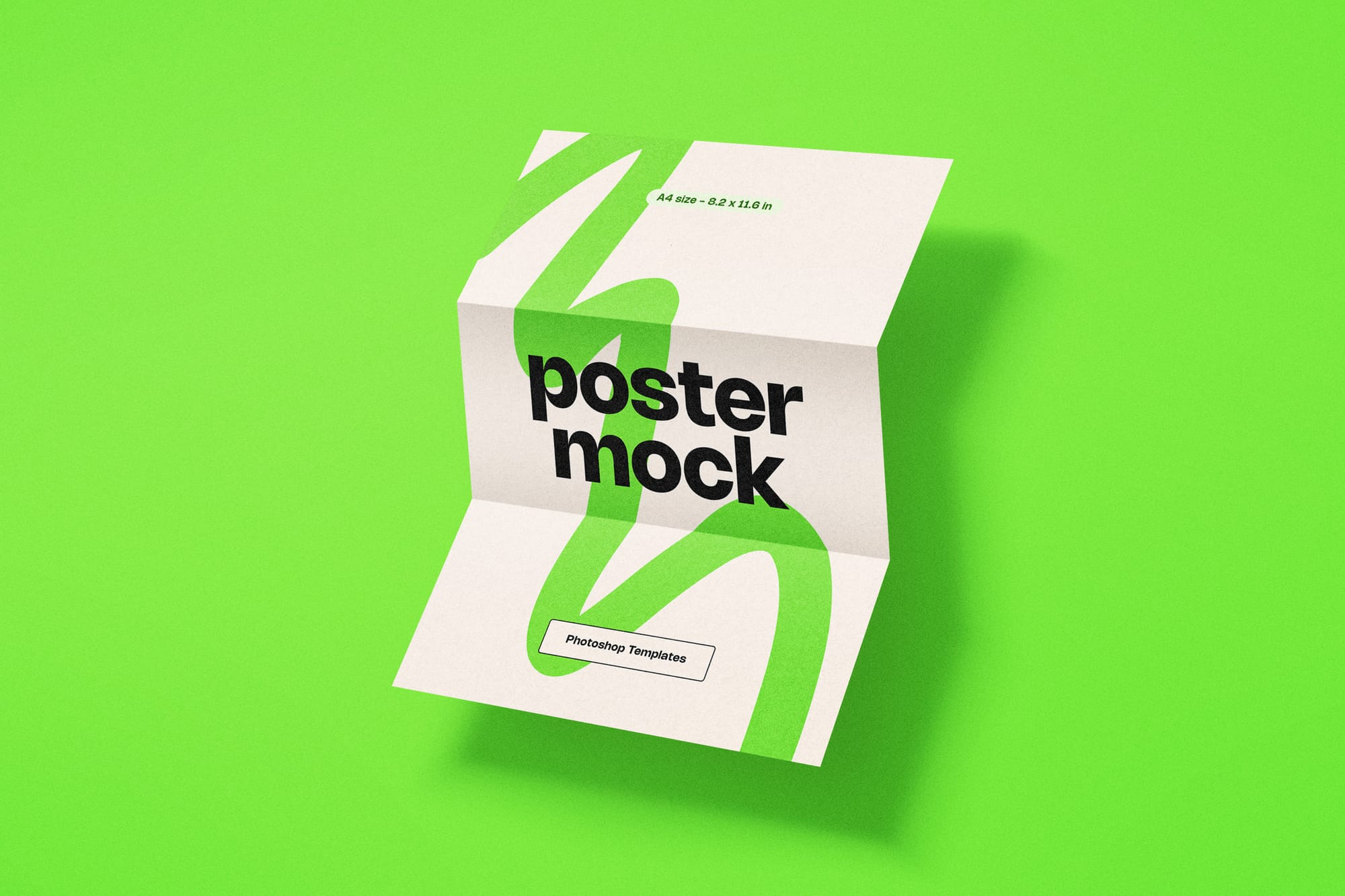 Folded Poster Mockup with Greenlight Background