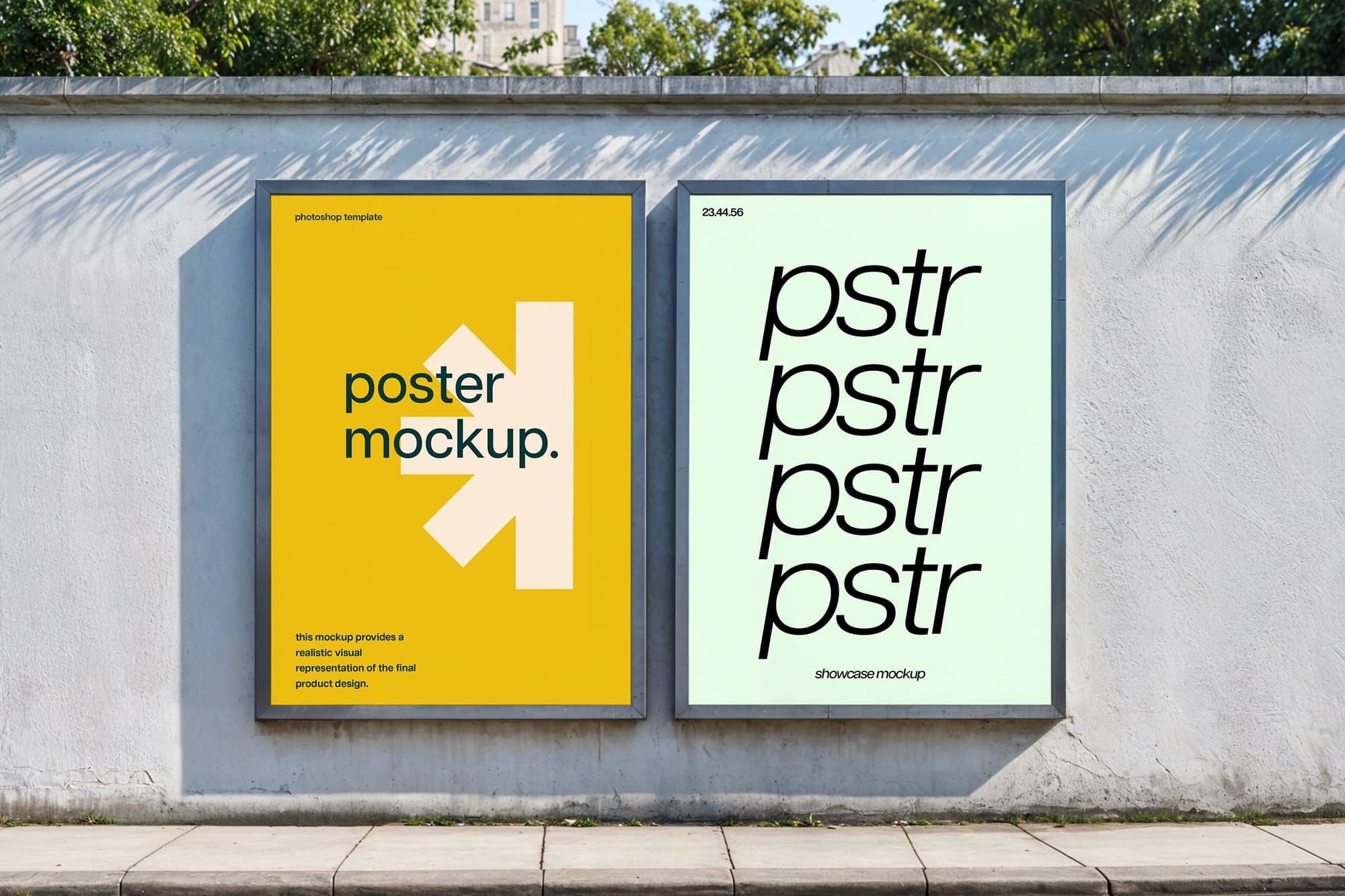 Two Poster Billboard Mockups on Wall