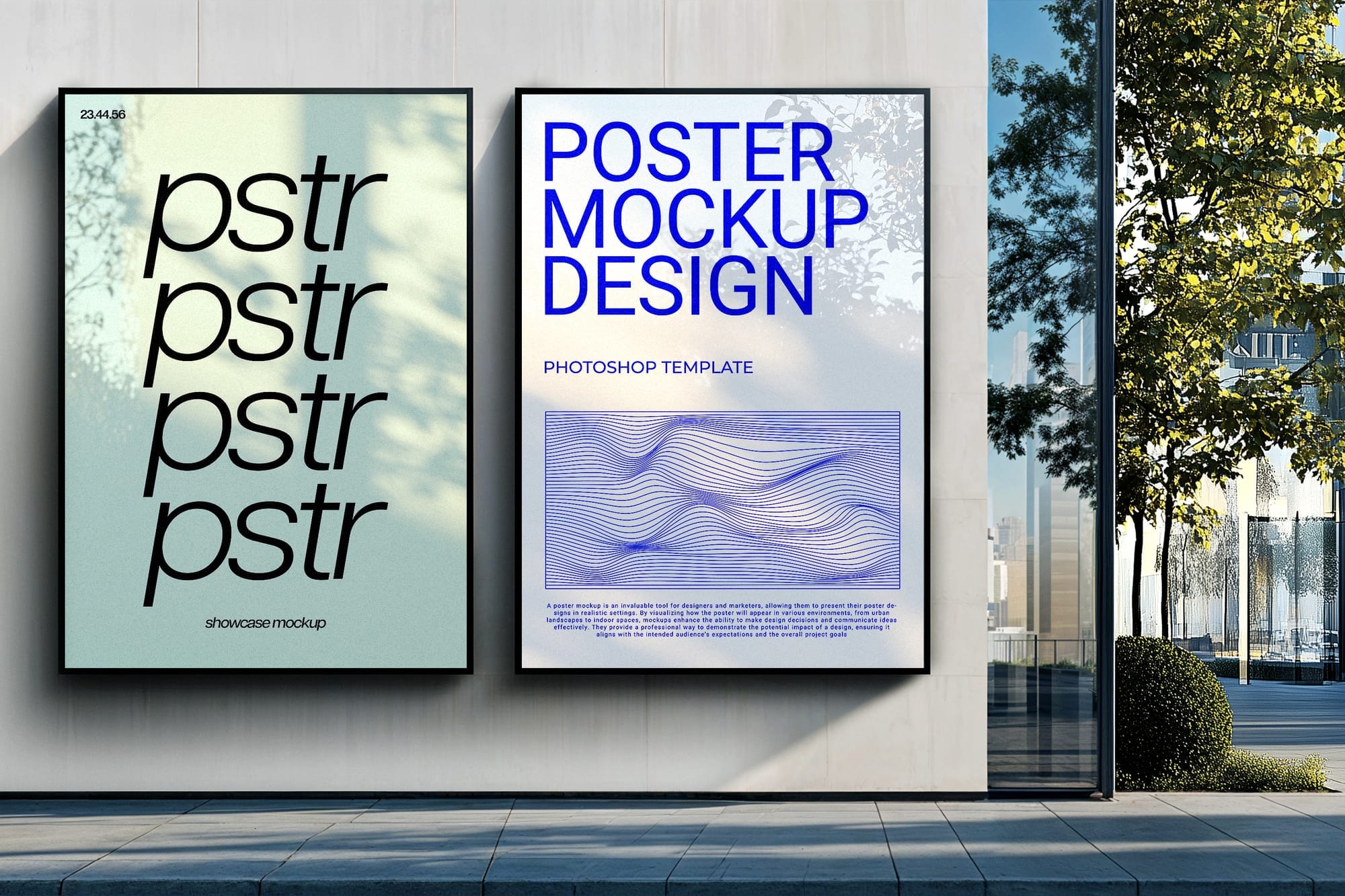 Two Poster Billboard Mockups with Reflection