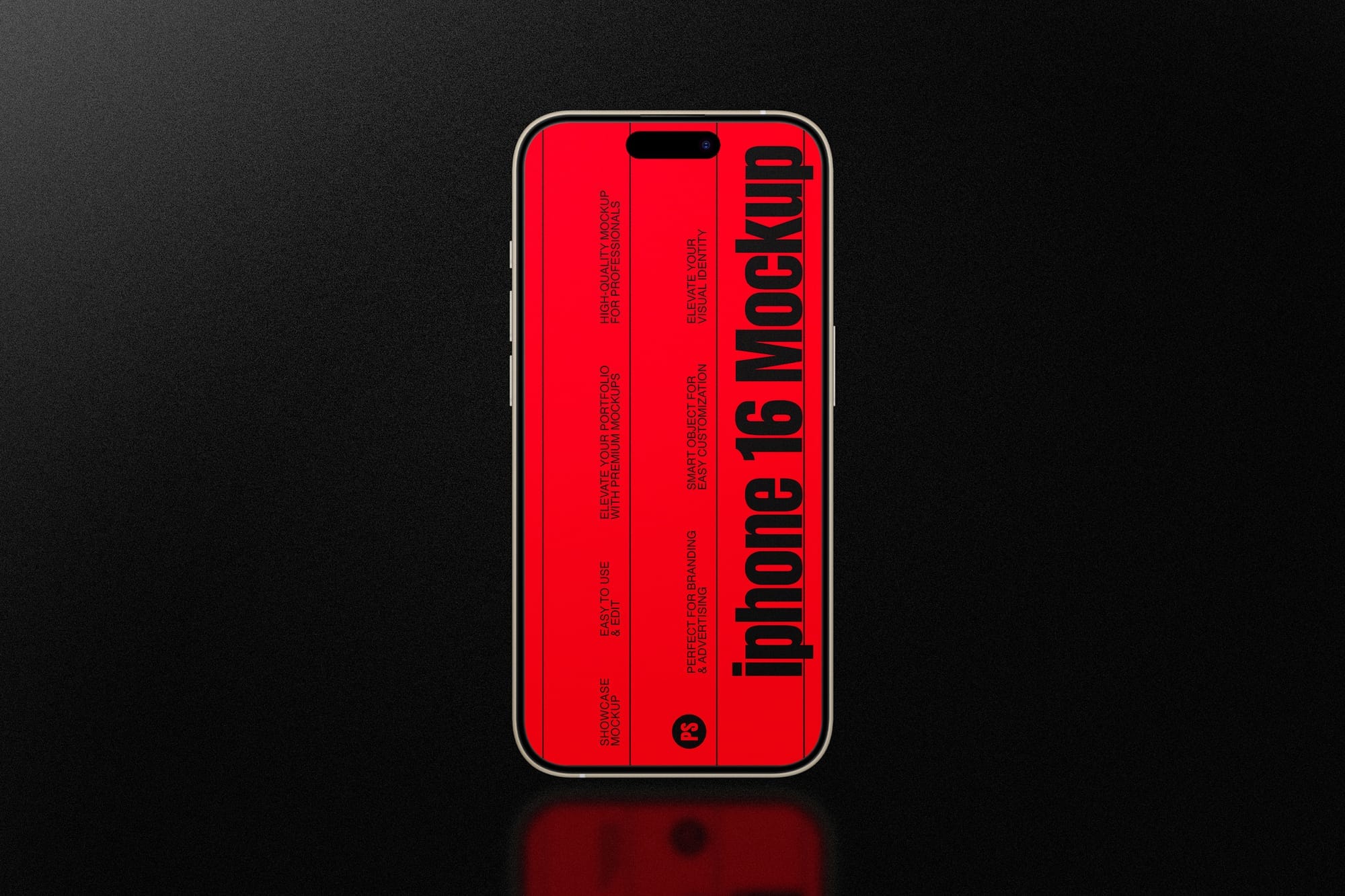 iPhone 16 Mockup On Dark Background