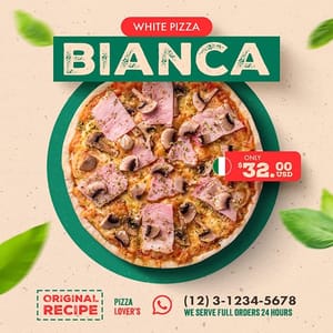 Photoshop Bianca White Pizza Exobites Instagram Post