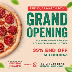 Photoshop Grand Opening Pizza Exobites Instagram Post