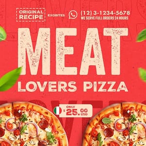 Photoshop Meat Lovers Exobites Pizza Instagram Post