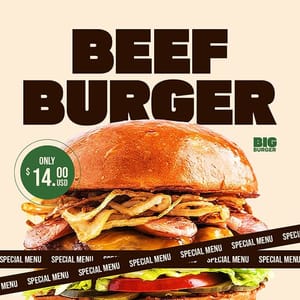 Photoshop Beef Burger Big Burger Instagram Post