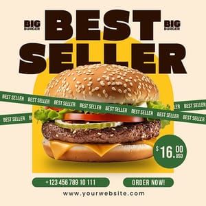 Photoshop Best Seller Big Burger Instagram Post