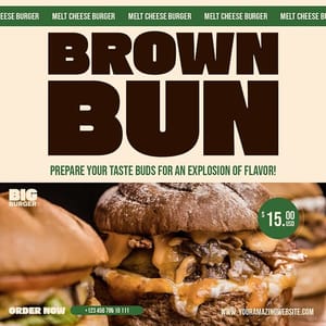 Photoshop Brown Bun Big Burger Instagram Post