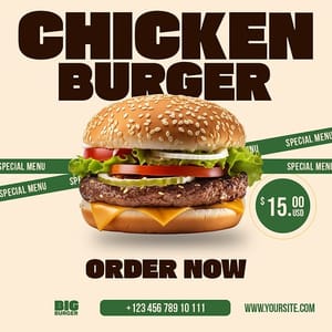 Photoshop Chicken Burger Big Burger Instagram Post