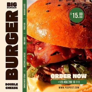 Photoshop Double Cheese Burger Big Burger Instagram Post