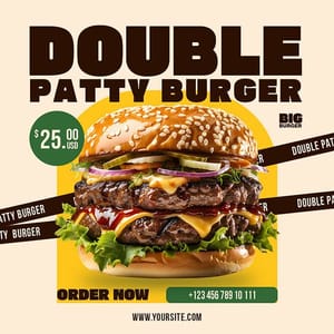 Photoshop Double Patty Big Burger Instagram Post