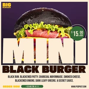 Photoshop Mini Black Burger Big Burger Instagram Post