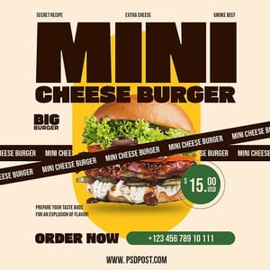 Photoshop Mini Cheese Burger Big Burger Instagram Post