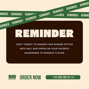 Photoshop Reminder Big Burger Instagram Post