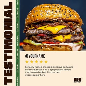 Photoshop Testimonial Big Burger Instagram Post