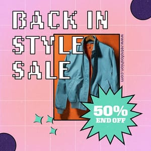 Photoshop Back In Style Sale Gradient Retro  Instagram Post