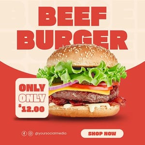 Photoshop Beef Burger Instagram Post