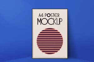 Photoshop Blue A4 Paper Mockup