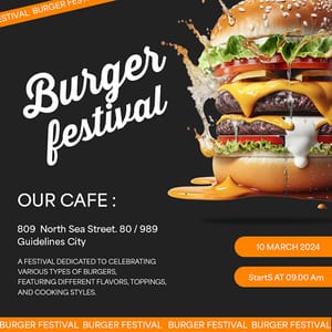 Photoshop Burger Festival On Black Background Instagram Post