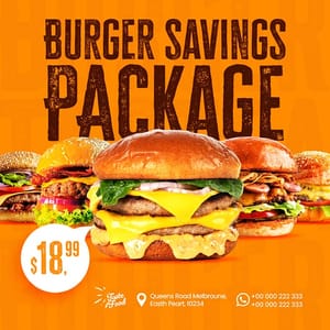 Photoshop Burger Savings Package Instagram Post