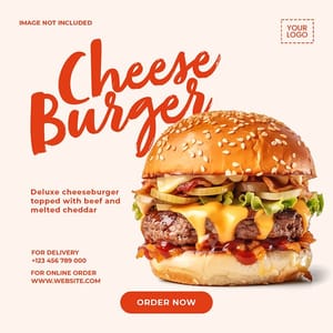 Photoshop Cheese Burger Fast Food Instagram Post