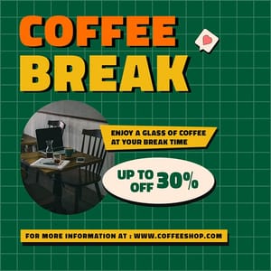 Photoshop Coffee Break Retro Verdegreen Instagram Post