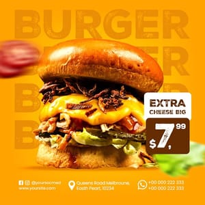 Photoshop Extra Cheese Burger Instagram Post