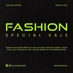 Photoshop Fashion Special Sale Chespe Neon Instagram Post