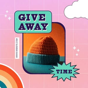 Photoshop Giveaway Time Gradient Retro Instagram Post