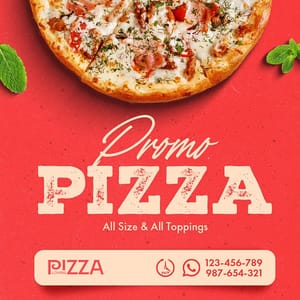 Photoshop Promo Pizza All Size & All Toppings Exobites Instagram Post