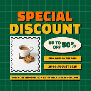 Special Discount Coffee Retro Verdegreen Instagram Post