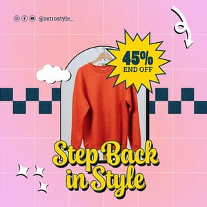 Photoshop Step Back In Style Gradient Retro Instagram Post